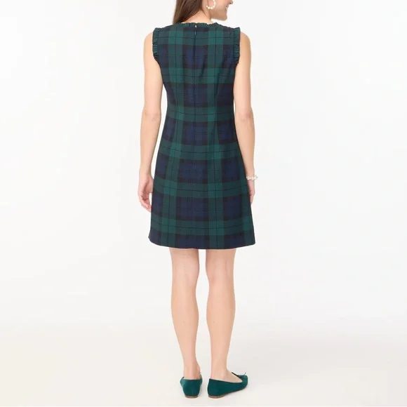 🛑SOLD🛑 J.Crew Factory Plaid Shift Dress – Green/Navy Tartan, Size 2 - Picture 2 of 4